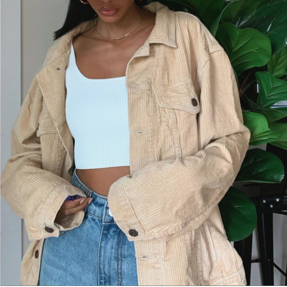 Princess Polly Western Cord Jacket Beige